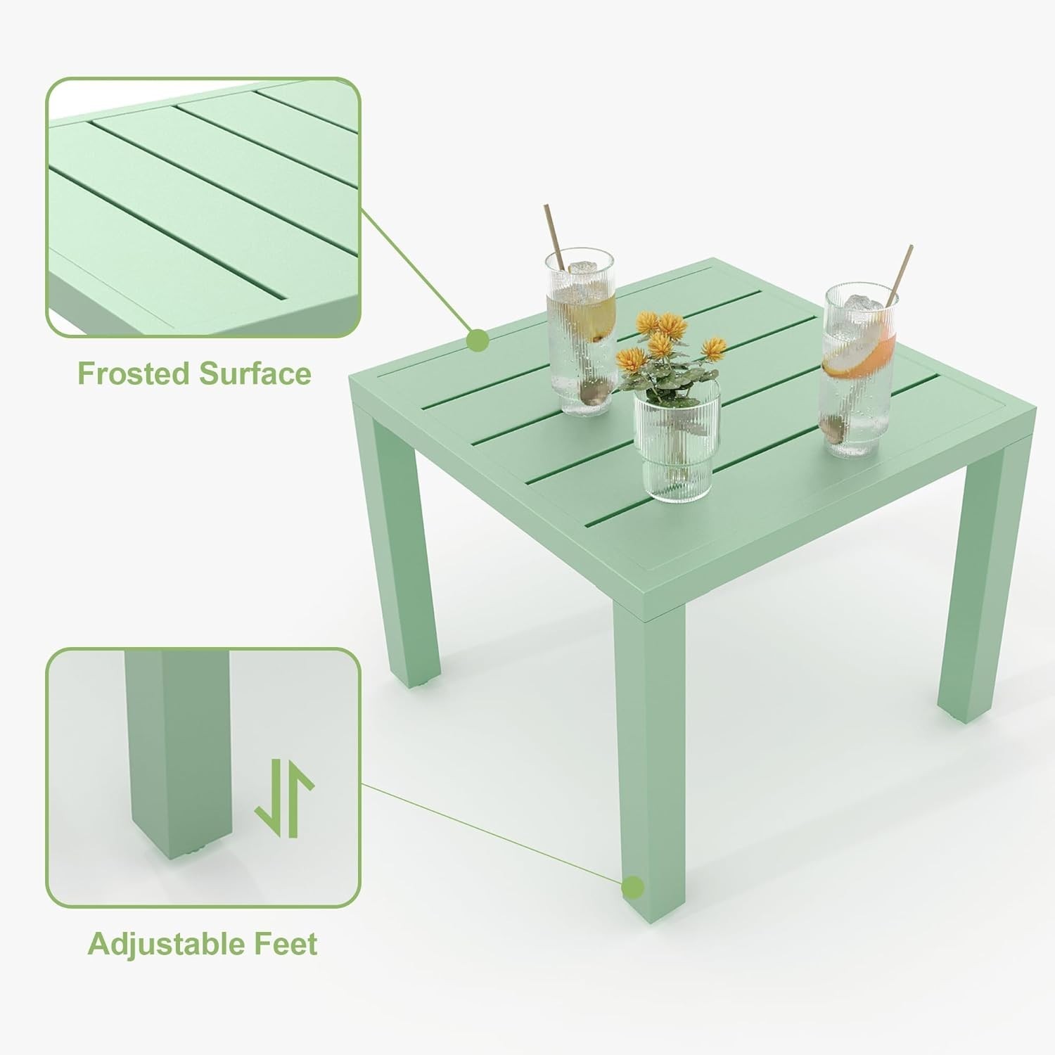 3PC Modern Metal Patio Bistro Set w/ 2 Chairs Coffee Table for Balcony Garden