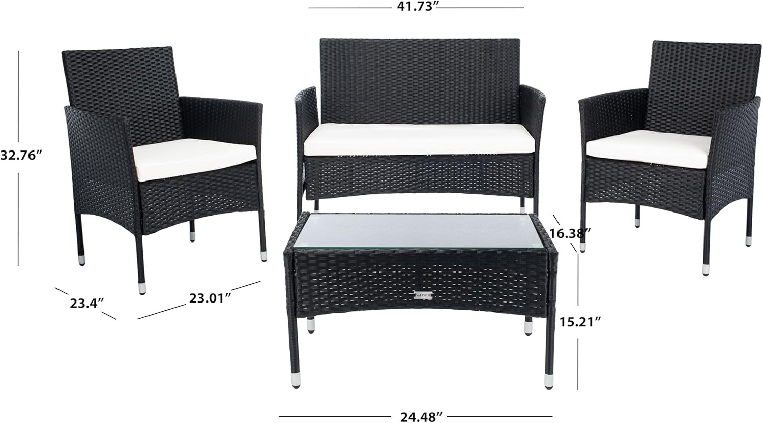 PAT7504A Collection Abdul Black and Beige 4-Piece Outdoor Living Patio Set