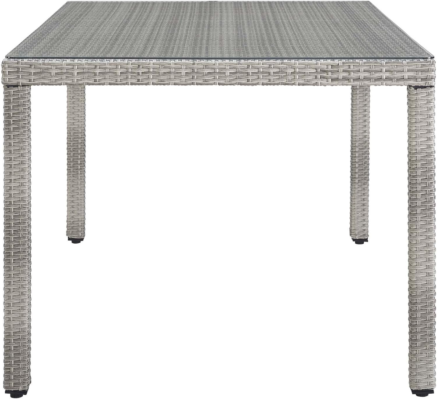 Stylish Gray Wicker Rattan 68″ Rectangular Outdoor Dining Table for Patio
