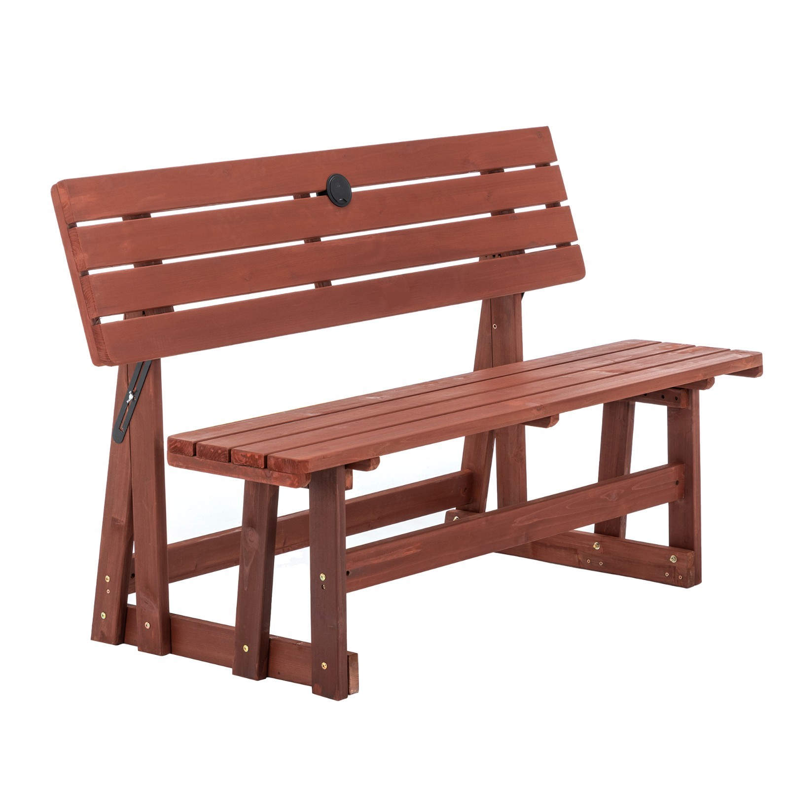 2-in-1 Convertible Picnic Bench Table Solid Wood Outdoor Dining Set