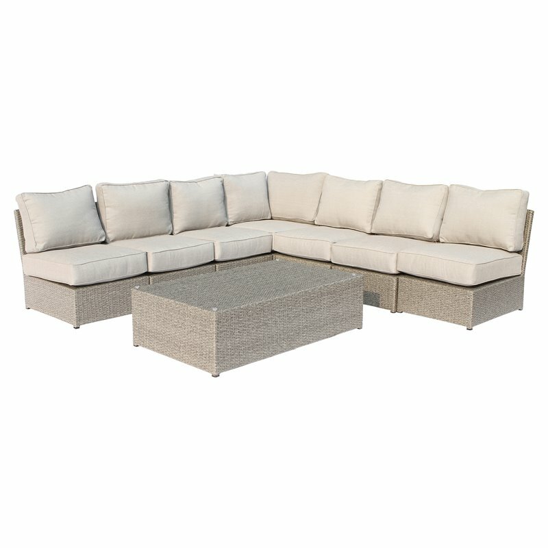 Living Source International 8-Piece Sectional Set with Cushions in Light Brown