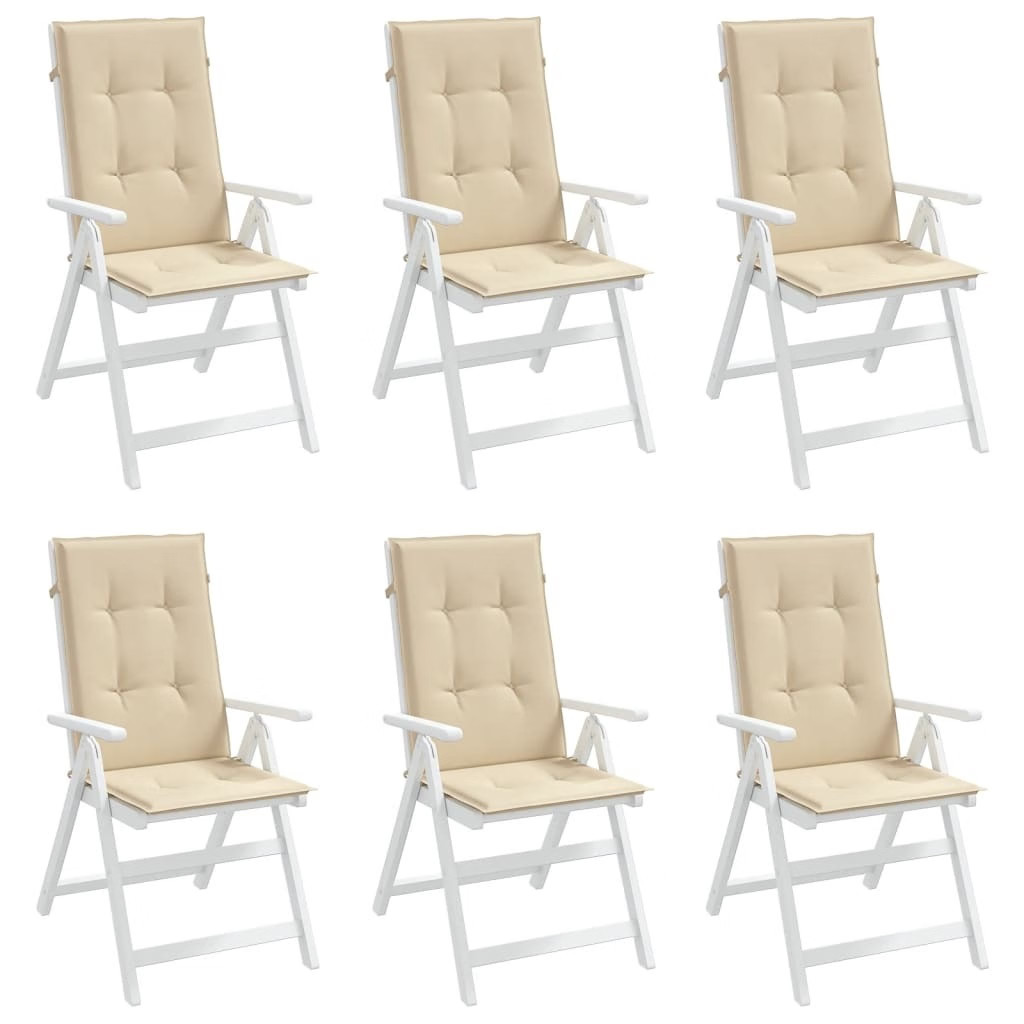 Garden Highback Chair Cushions 6 pcs Beige 47.2″x19.7″x1.2″ Fabric