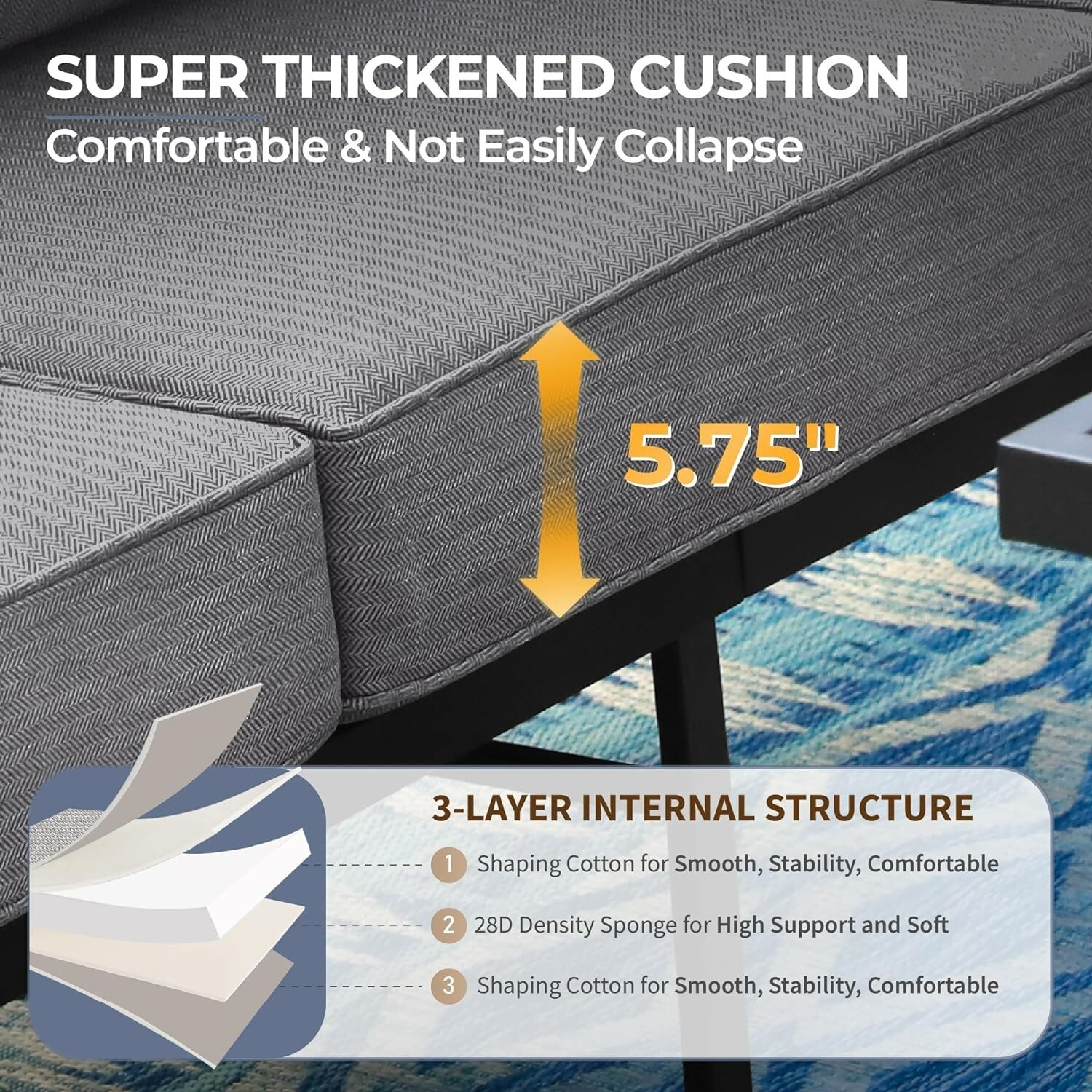 9 Seat Outdoor Sectional Sofa Set with Ottoman Patio Sofa with Thick Cushion