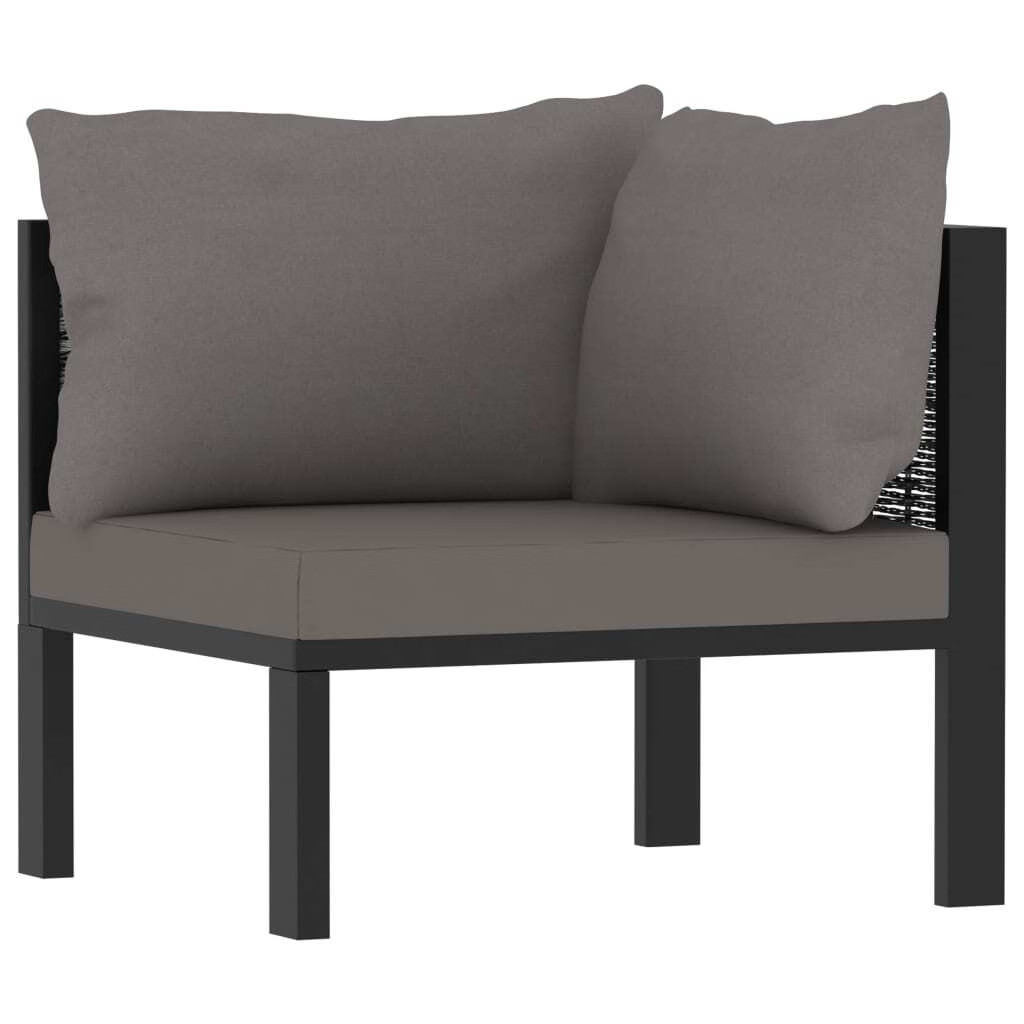 Corner Sofa Anthracite Poly rattan, aluminum, fabric (100% polyester)