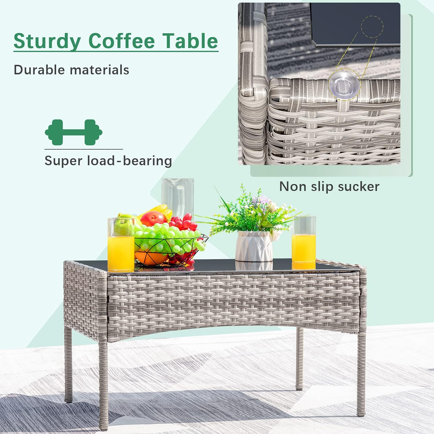 Patio Furniture 4 Pieces Conversation Sets Outdoor Wickerr Rattan Chairs Garden