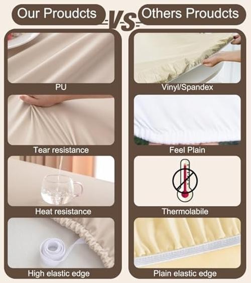 PU Stretch Fitted Rectangle Tablecloth with 55″ x 35″ (Rectangular) Coffee