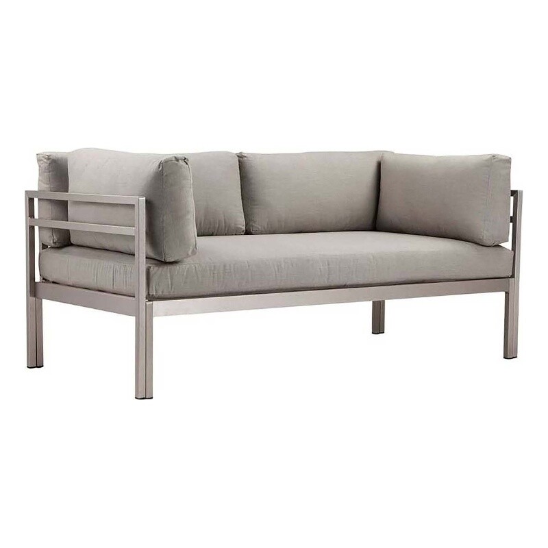 Pangea Home Cloud 25×65″ Modern Aluminum Sofa in Gray Finish