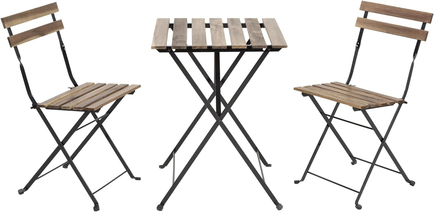3 Pieces Bistro Set Outdoor Furniture Sets 2Folding Chairs and Table Steel Frame