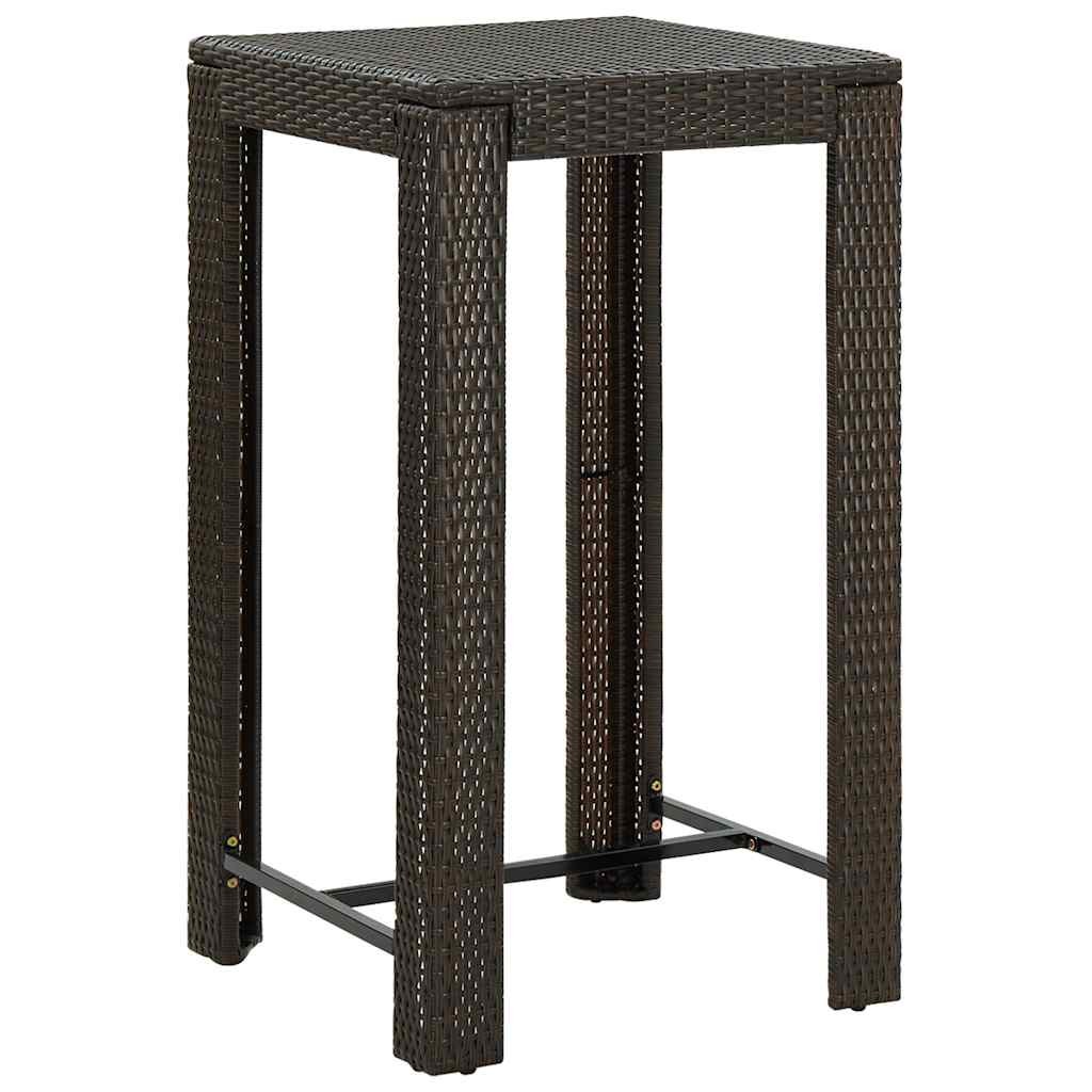 Patio Bar Set 3 Piece with Armrest Poly Rattan Brown Garden Furniture vidaXL