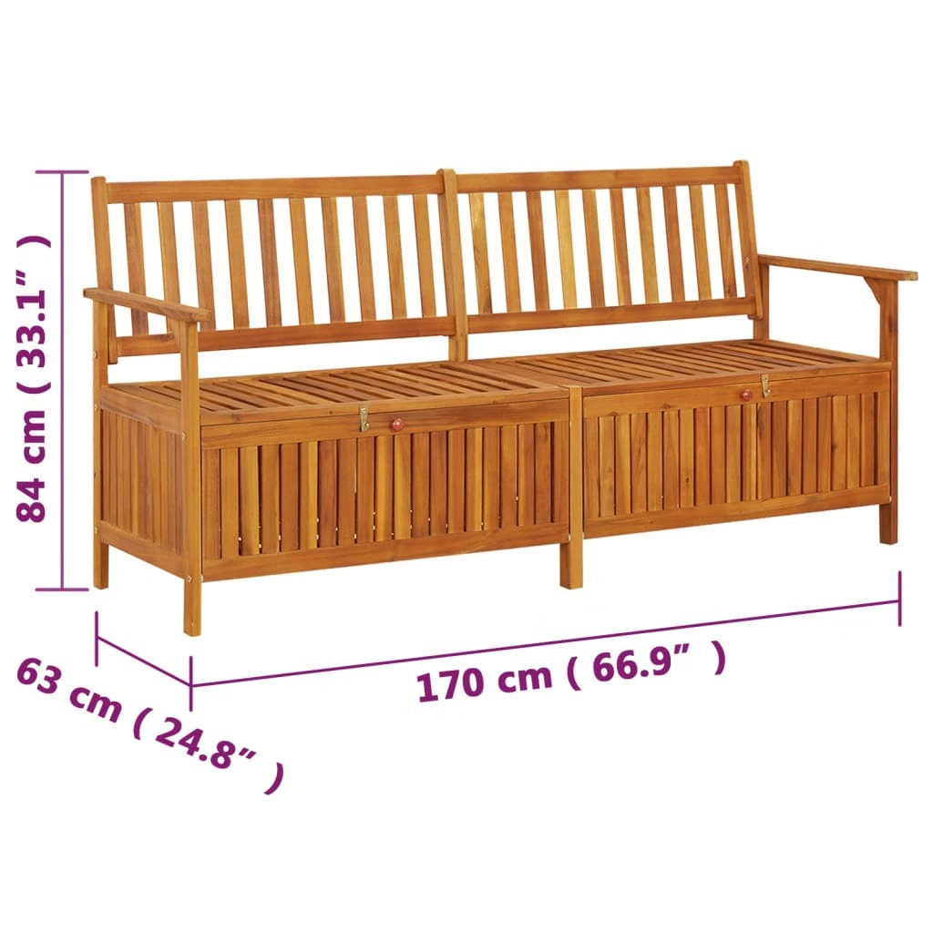 Storage Bench 66.9″ Solid Wood Acacia