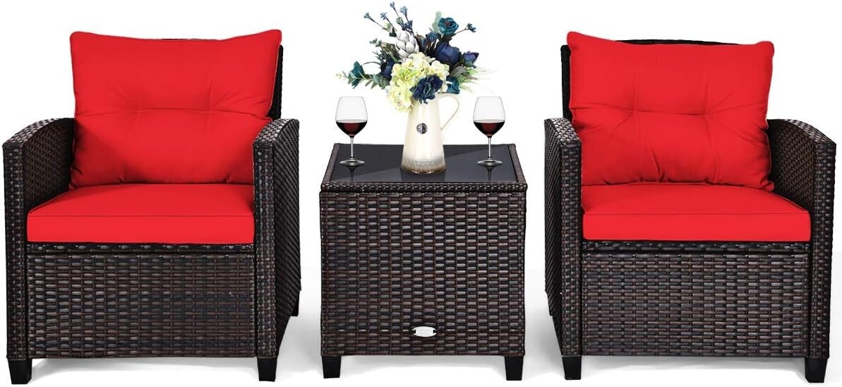 Compact 3-Piece Garden Sofa Set with Comfortable Cushions for Outdoor Relaxation