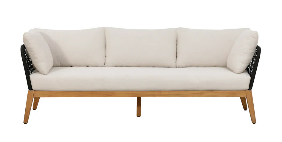 Cypress Teak Wood Sofa Set with Black Rope Design – Modern Outdoor Lounge 4-Sea