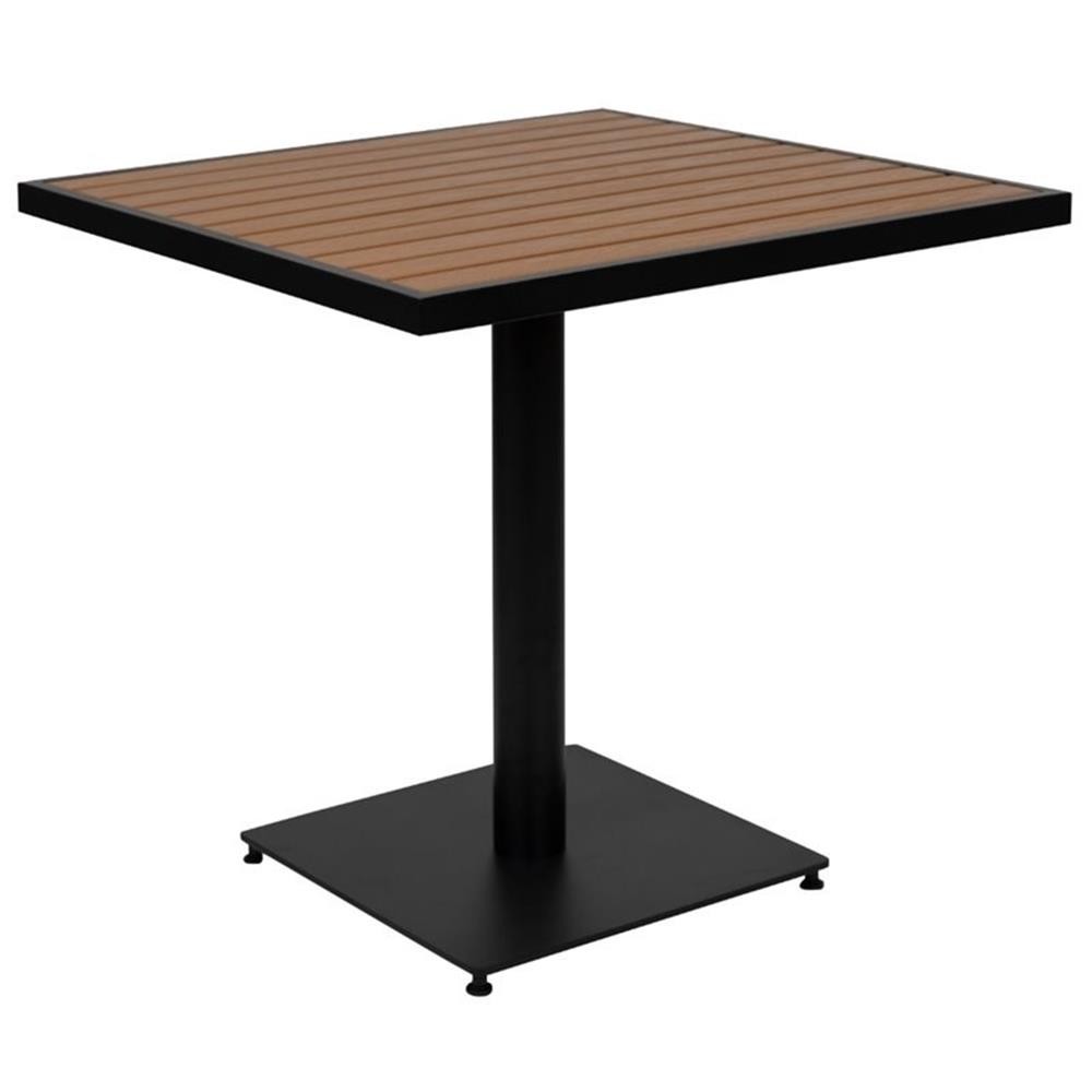 Flash Furniture 30″ Square Patio Dining Table with Poly Slats in Faux Teak