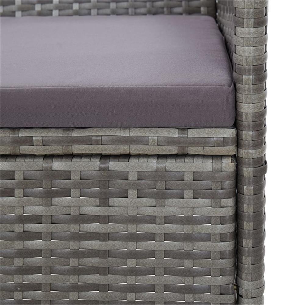 Bowery Hill 3-Seater PE Rattan And Steel And Polyester Fabric Sofa in Gray