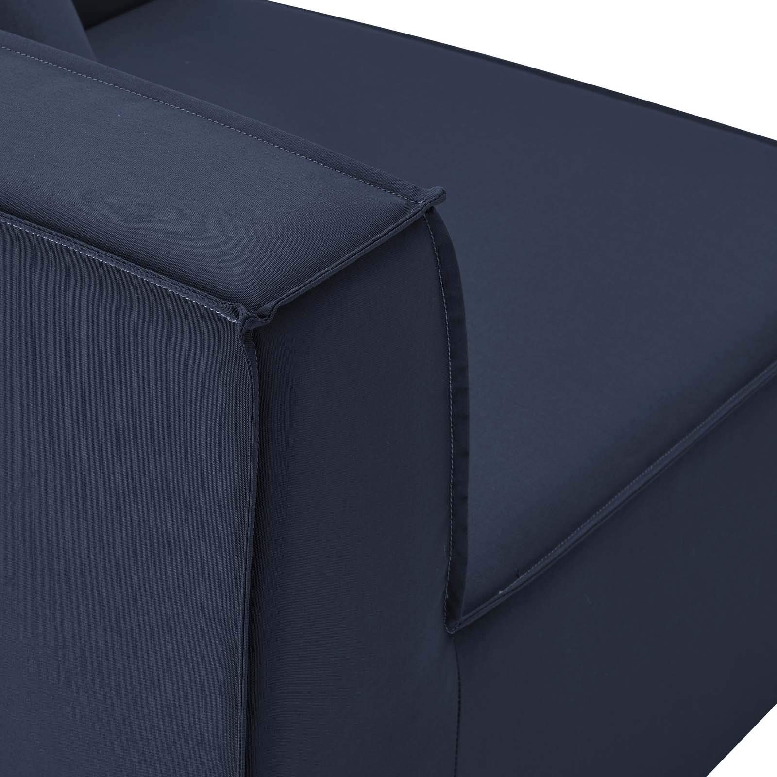 Modway Saybrook 8-Piece Patio Fabric Upholstered Sectional Sofa in Navy