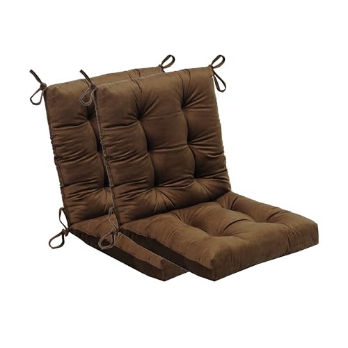 Set of 2 Outdoor Dining Chair Cushions, 37×18 inch, Water Coffee Brown