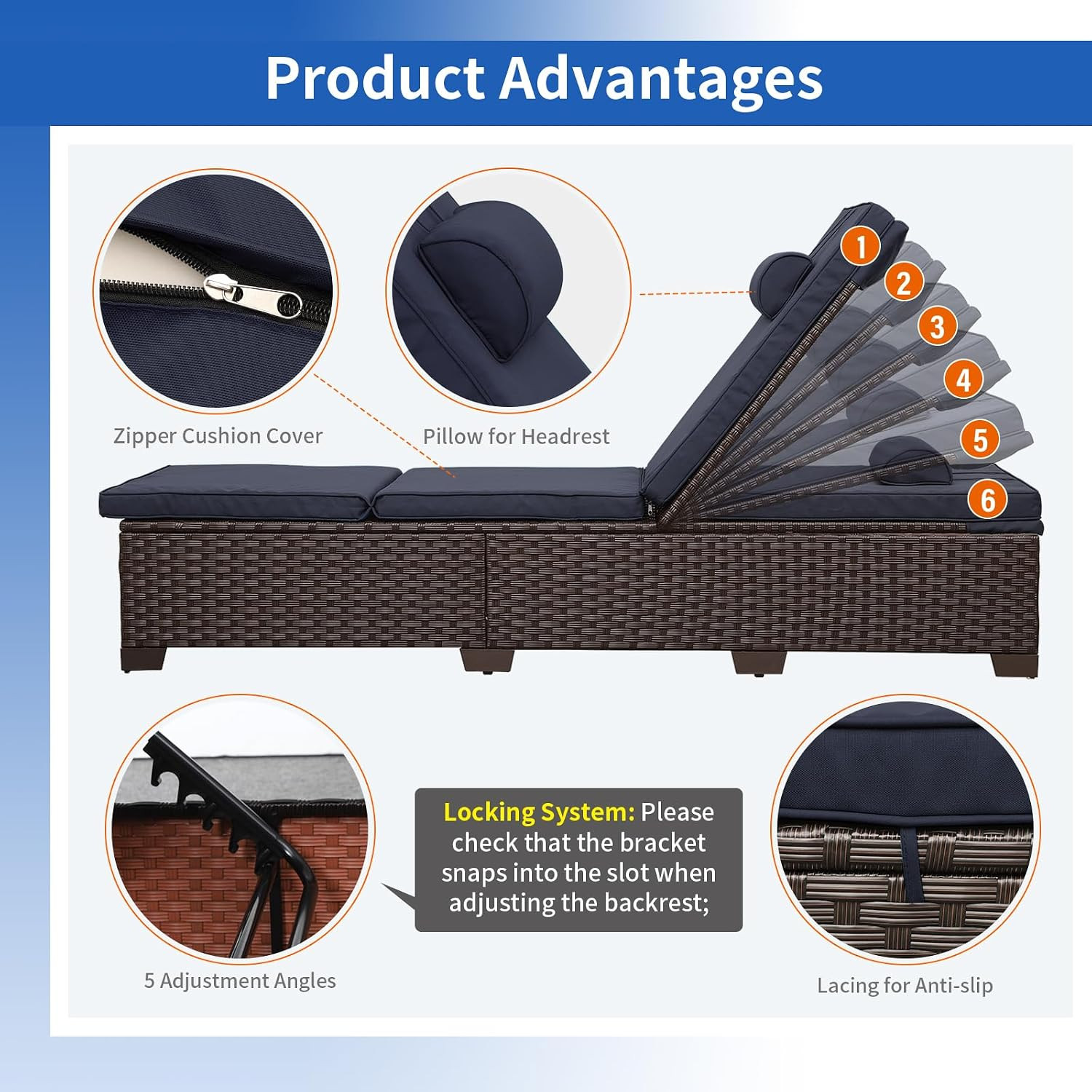Rattan Star Outdoor Chaise Lounge Set of 2 Brown Wicker Patio Chaise Lounge Chai
