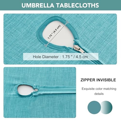 Outdoor Tablecloth with Umbrella Hole – Patio 84″ x 60″ (Rectangular) Teal