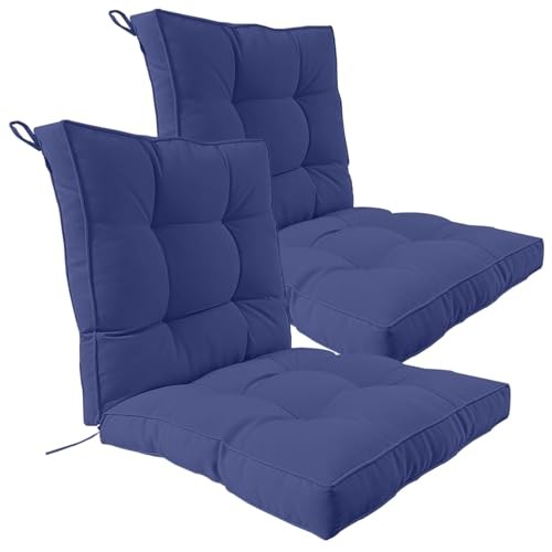 2 Piece Outdoor Patio Chair Cushions, Fade 24x24x6 inch – 2 pieces Blue