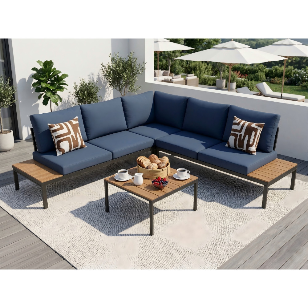 Outdoor Patio Furniture Set Cushioned Sofa Coffee Table Conversation