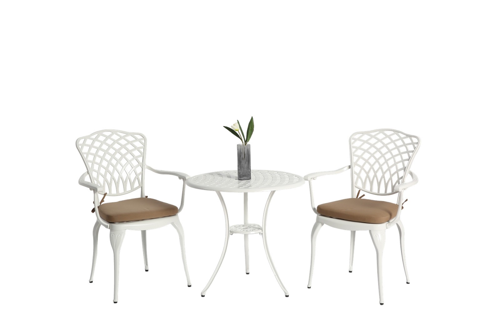 Cast Aluminum Bistro Set with Umbrella Hole, All-Weather Patio Table & Chairs