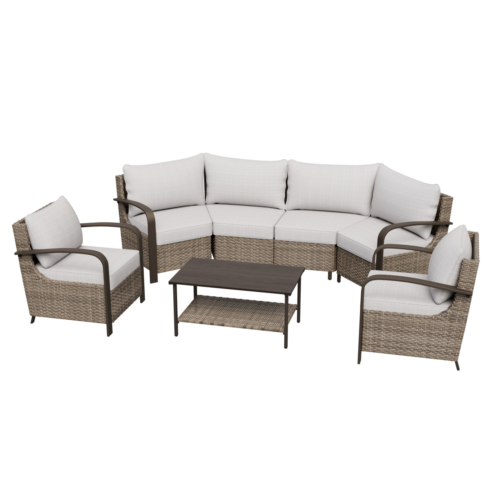 EAGLE PEAK 6PCS Outdoor Patio Furniture Set Wicker Conversation Set