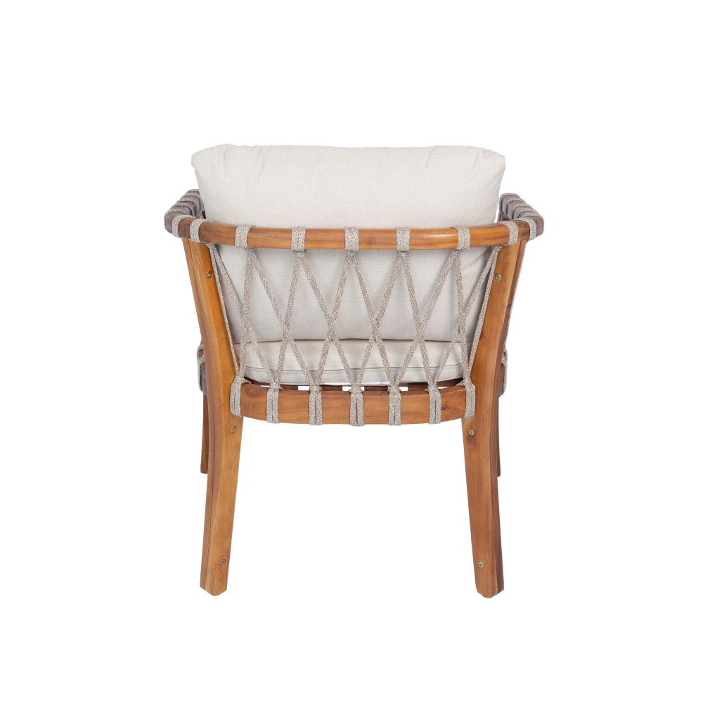 Set of 2 Outdoor Acacia Wood Dining Chair Armchair Patio Garden Balcony Cushion