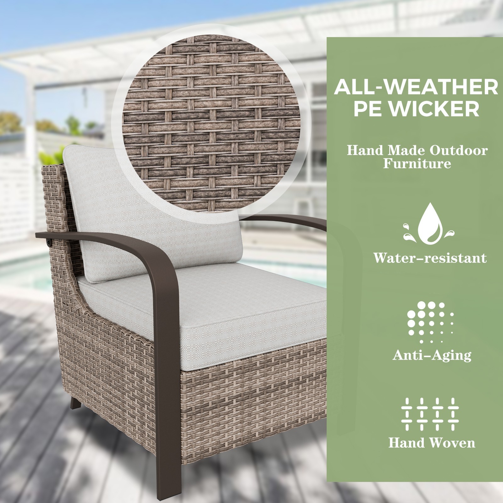 EAGLE PEAK 6PCS Outdoor Patio Furniture Set Wicker Conversation Set
