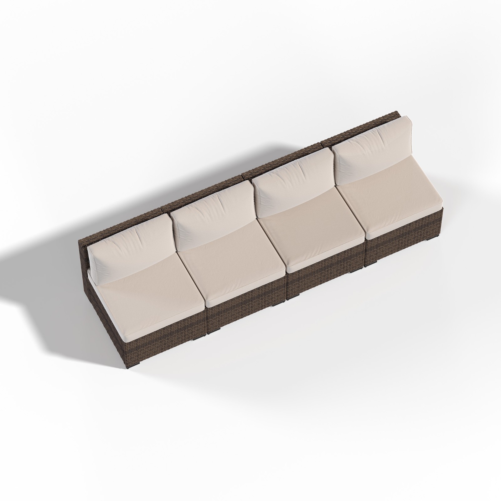 4-Piece Brown Rattan Sofa Set with Drak Gray Cushions