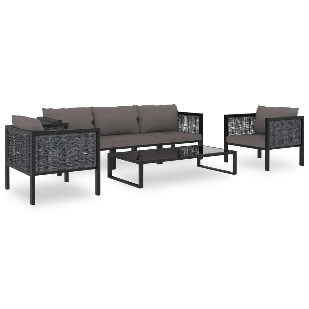 Corner Sofa Anthracite Poly rattan, aluminum, fabric (100% polyester)