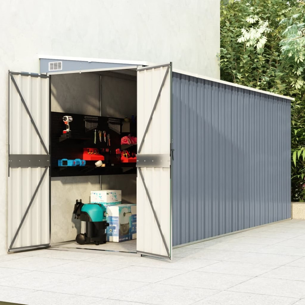 Garden Shed Grey Galvanized steel Large Garden Shed Rectangular