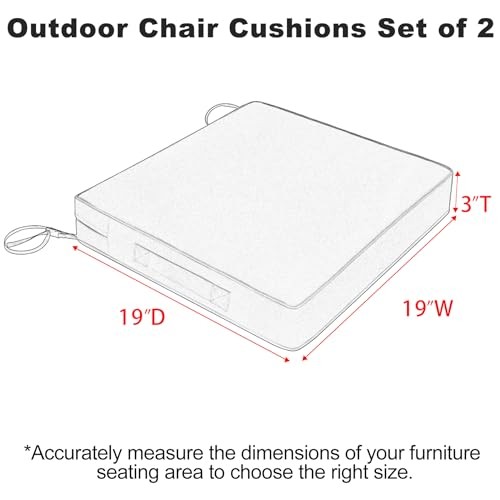 Patio Chair Cushionsch Waterproof Outdoor Seat 19 x 19 x 3 In Dark Grey
