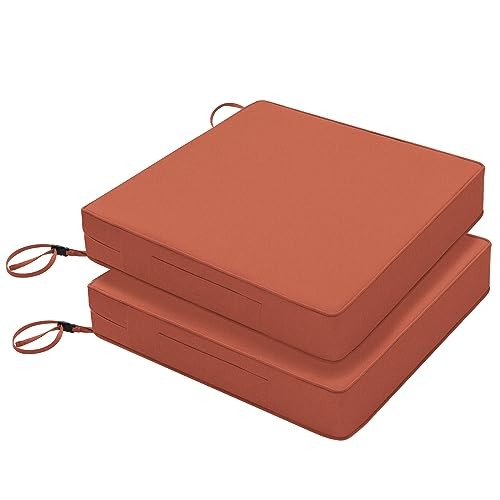 Patio Chair Cushionsch Waterproof Outdoor Seat Cushions 24 x 24 x 4 In Spice
