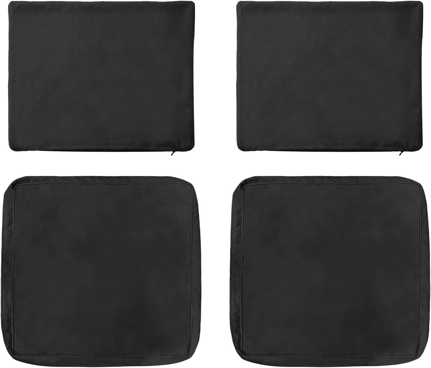4 Piece Patio Seat & Back Cushion Covers Replacement, Black | Water-Resistant Fa