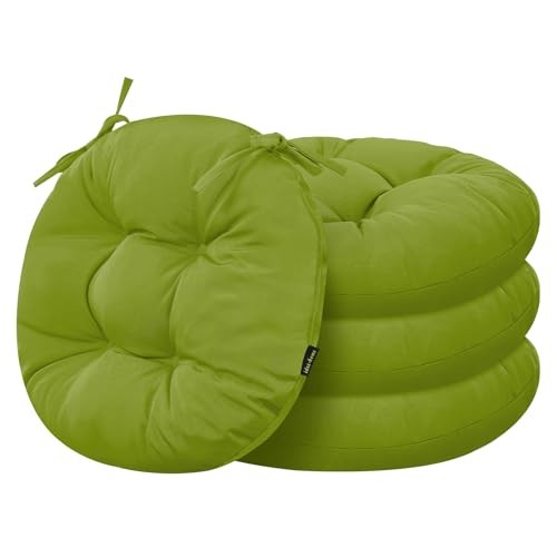 Outdoor Bistro Chair Cushions Set 18in 18x18x6 Inch-Round 4 Green