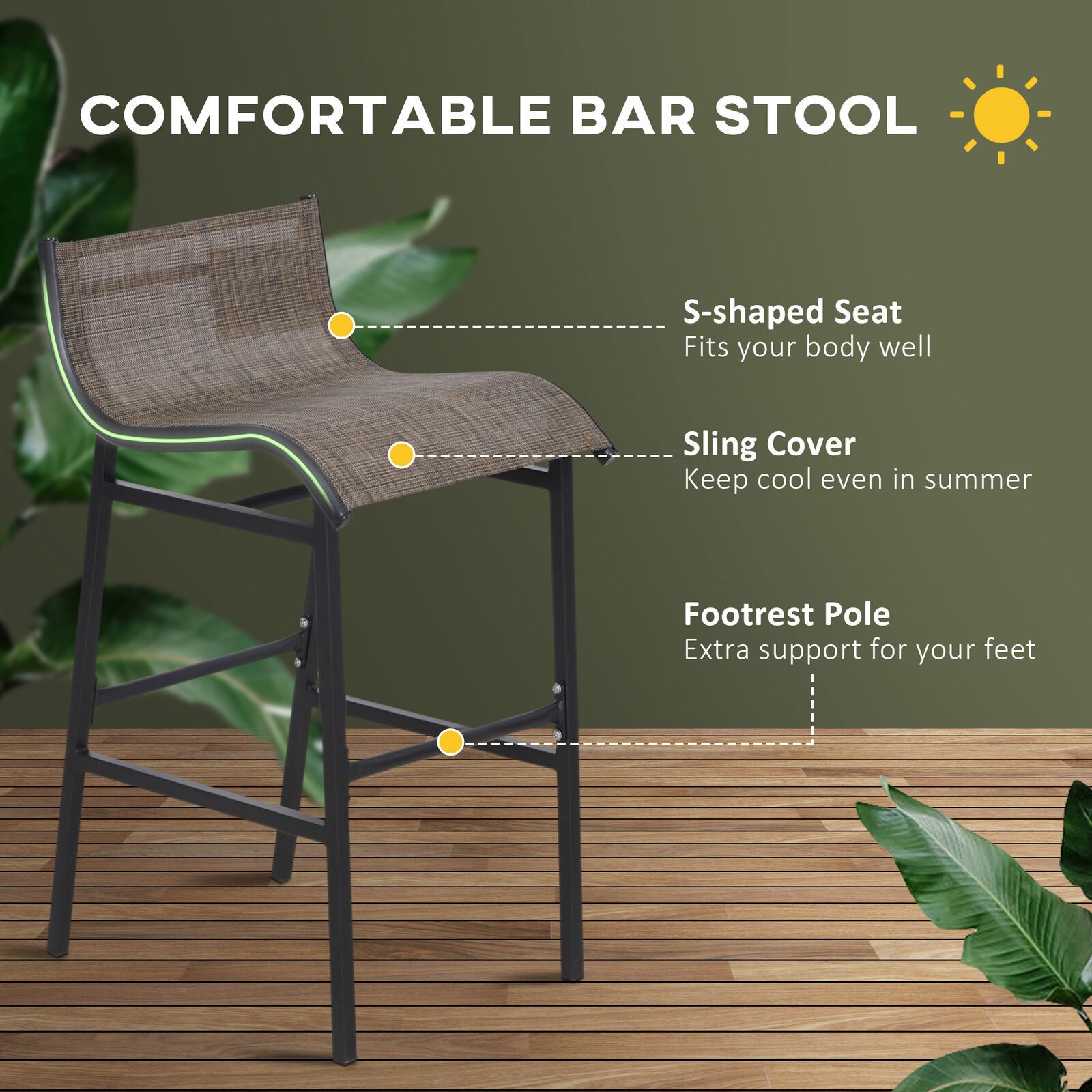 3 Piece Bar Height Outdoor Bistro Set Patio Table Chairs Garden Pool Backyard