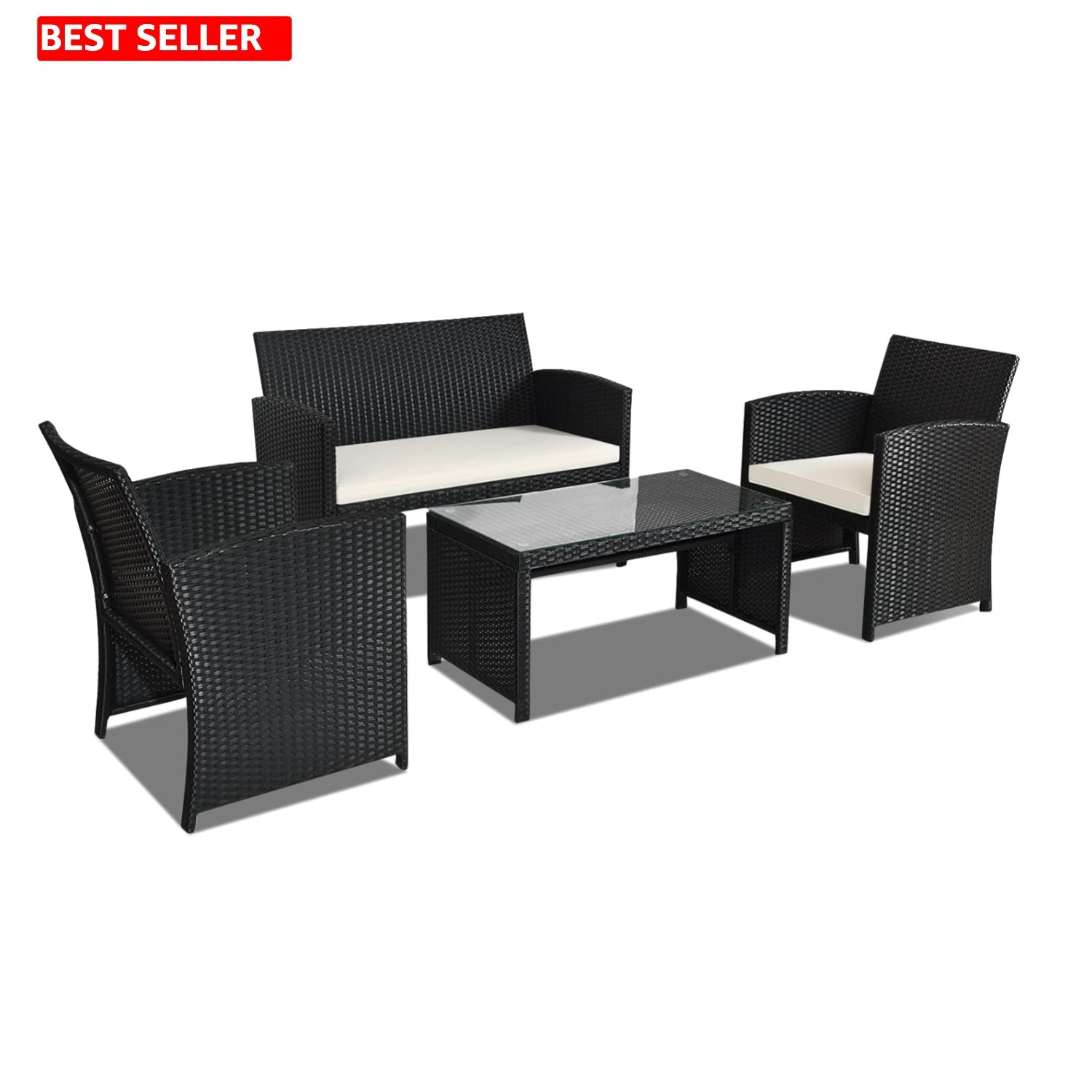 Stylish 4-Piece Patio Sofa Set with UV-Resistant Cushions – Perfect for Gardens