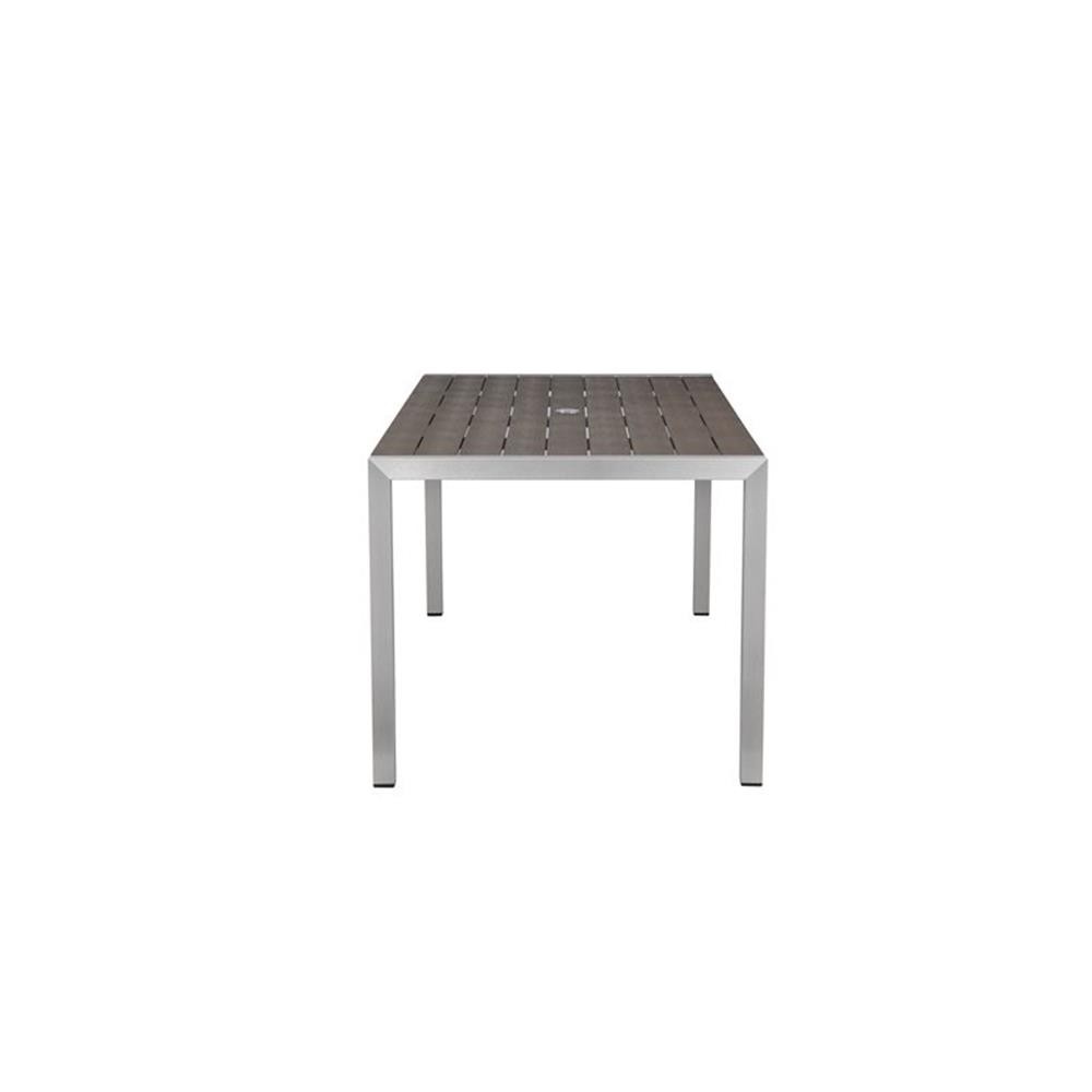 Pemberly Row Contemporary 71″ Aluminum Patio Dining Table in Gray