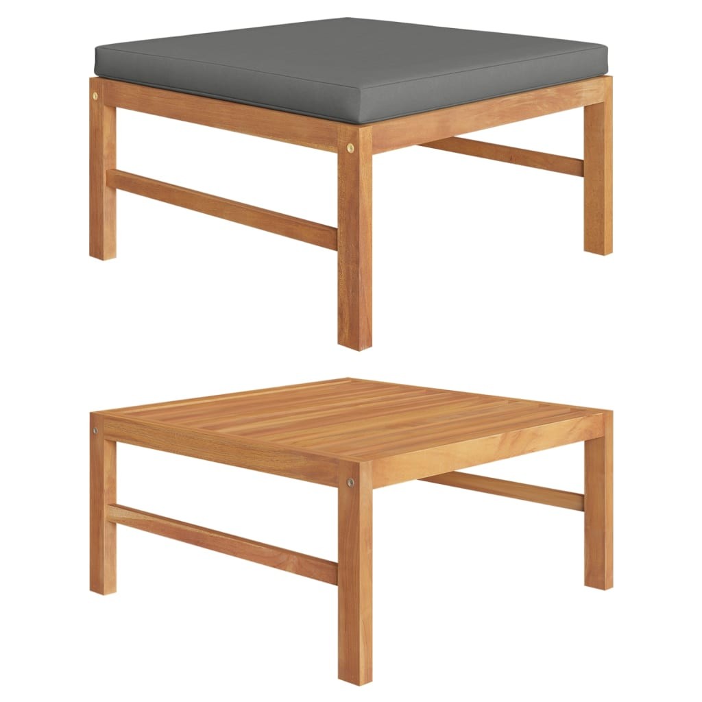 Sectional Sofa Patio Modular Seat with Cushions and Table Solid Teak Wood vidaXL