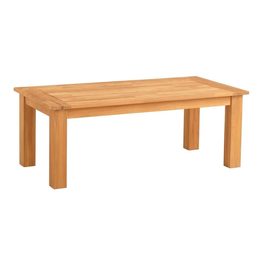 Pemberly Row Modern Solid Teak Outdoor 18″ High Coffee Table in Natural Oil