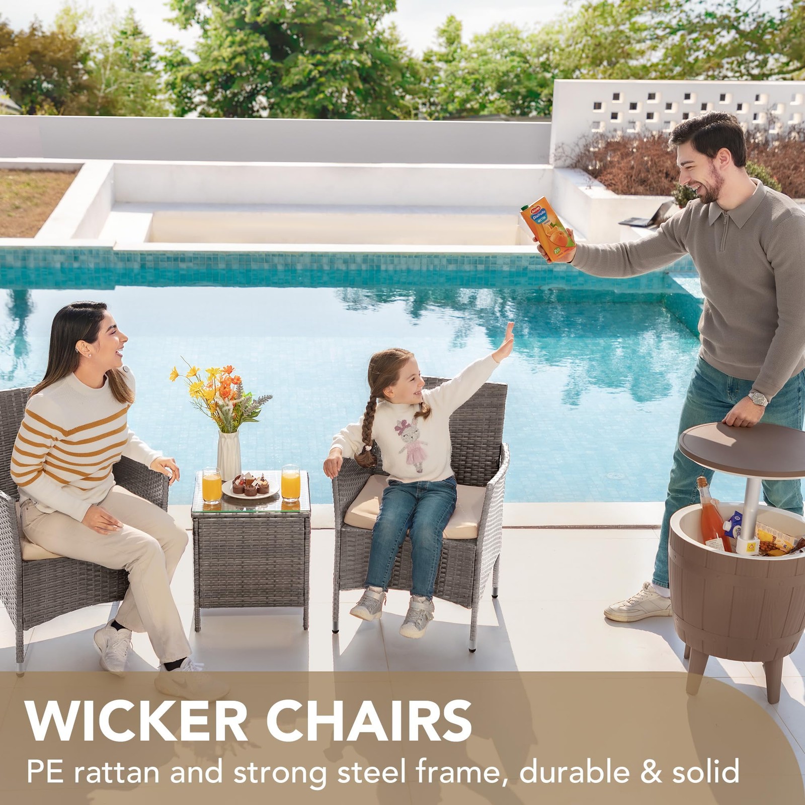 Devoko 3 Pieces Patio Furniture Sets Clearance Pe Rattan Wicker Chairs Table