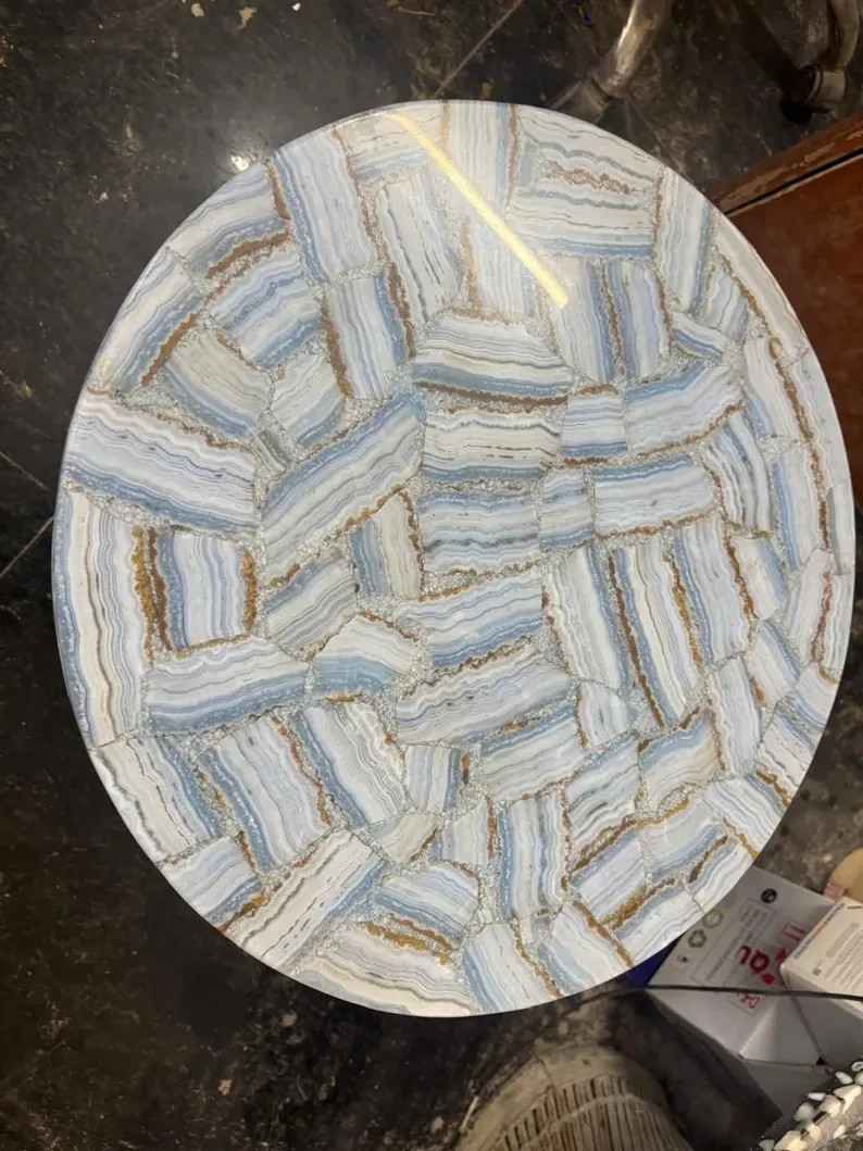 Blue Lace Agate Coffee Table Top | Agate Center Table Top | Gifts Interior Decor