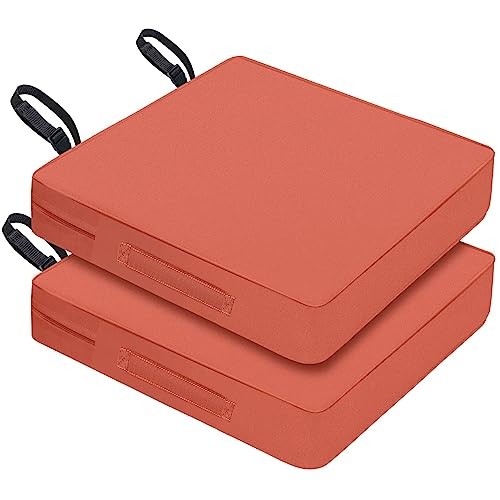 Patio Chair Cushion 20×20 Inch Waterproof Outdoor 20x20x3 inch 2 Pack Spice