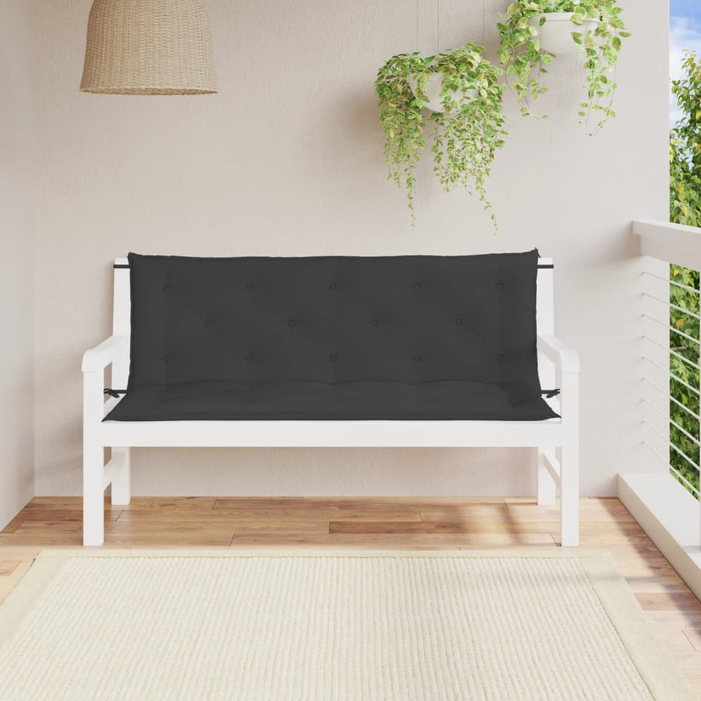 Garden Bench Cushion Black 59.1″x(19.7″+19.7″)x2.8″ Oxford Fabric