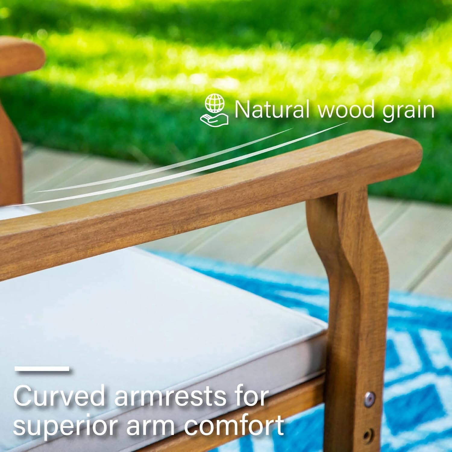 9 PCS Acacia Wood Outdoor Dining Set Patio Furniture Set Wicker Seat and Back