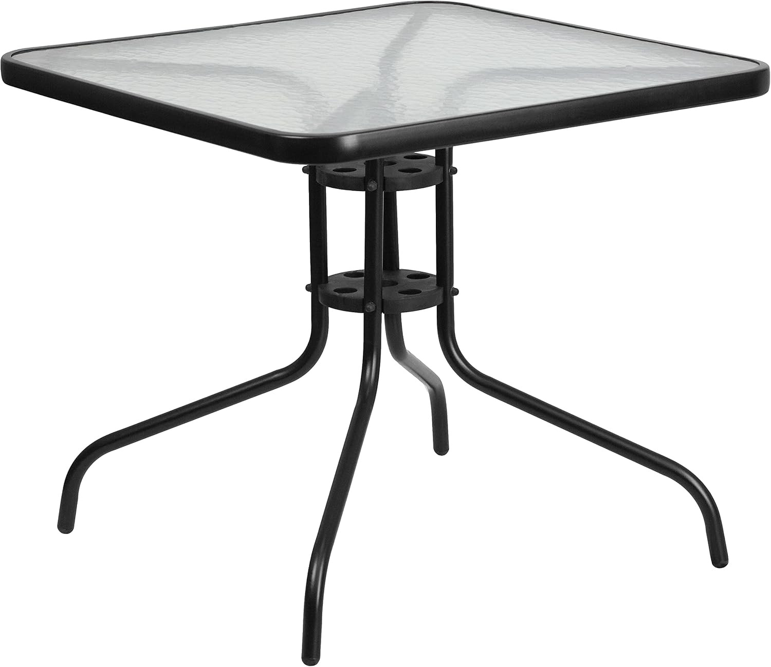 Barker 31.5″ Square Tempered Glass Metal Frame Side Table for Indoor/Outdoor