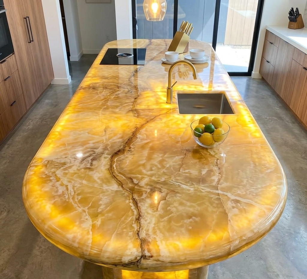 Honey Onyx Countertop – Natural Golden Onyx Kitchen Worktop for Luxurious Decor