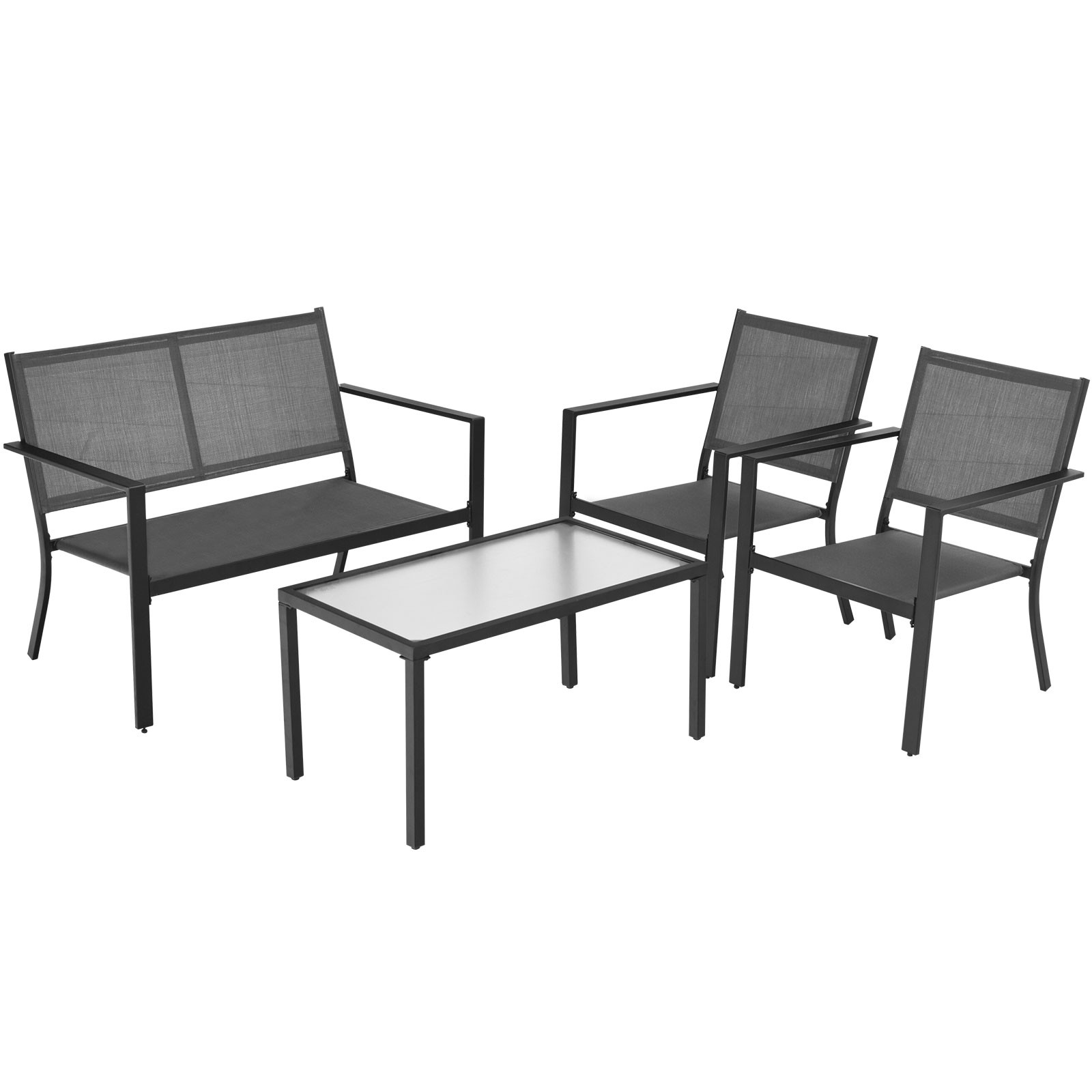 Patiojoy Set of 4 Patio Furniture Set Sofa Coffee Table Steel Frame Garden