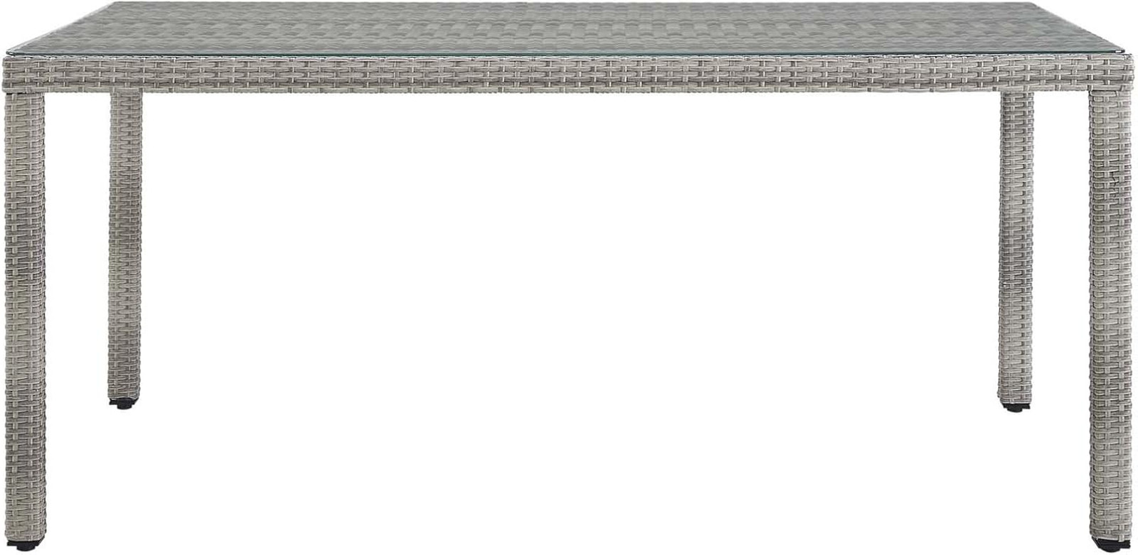 Stylish Gray Wicker Rattan 68″ Rectangular Outdoor Dining Table for Patio