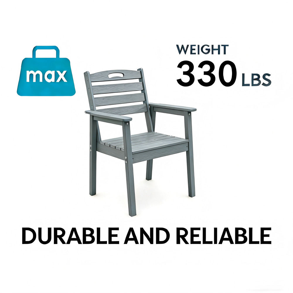 HDPE Outdoor Dining Set with Umbrella Hole Table&4 Chairs, All-Weather Furniture